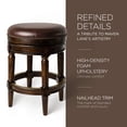thumbnail image 4 of Maven Lane 26" Pullman Backless Counter Height Stool - Handcrafted Swivel Counter Stool with Dark Walnut Finish and Vintage Brown Vegan Leather - Ideal for Kitchens, Breakfast Bars, and Dining Areas, 4 of 7