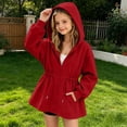 thumbnail image 3 of ZACPNCV Girls Zip Up Hoodie Sweatshirt Kids Drawstring Waist Cinched Hoodie Casual Long Sleeve Loose Hooded Sweatshirt Coat with Pockets 7-8 Years, 3 of 6