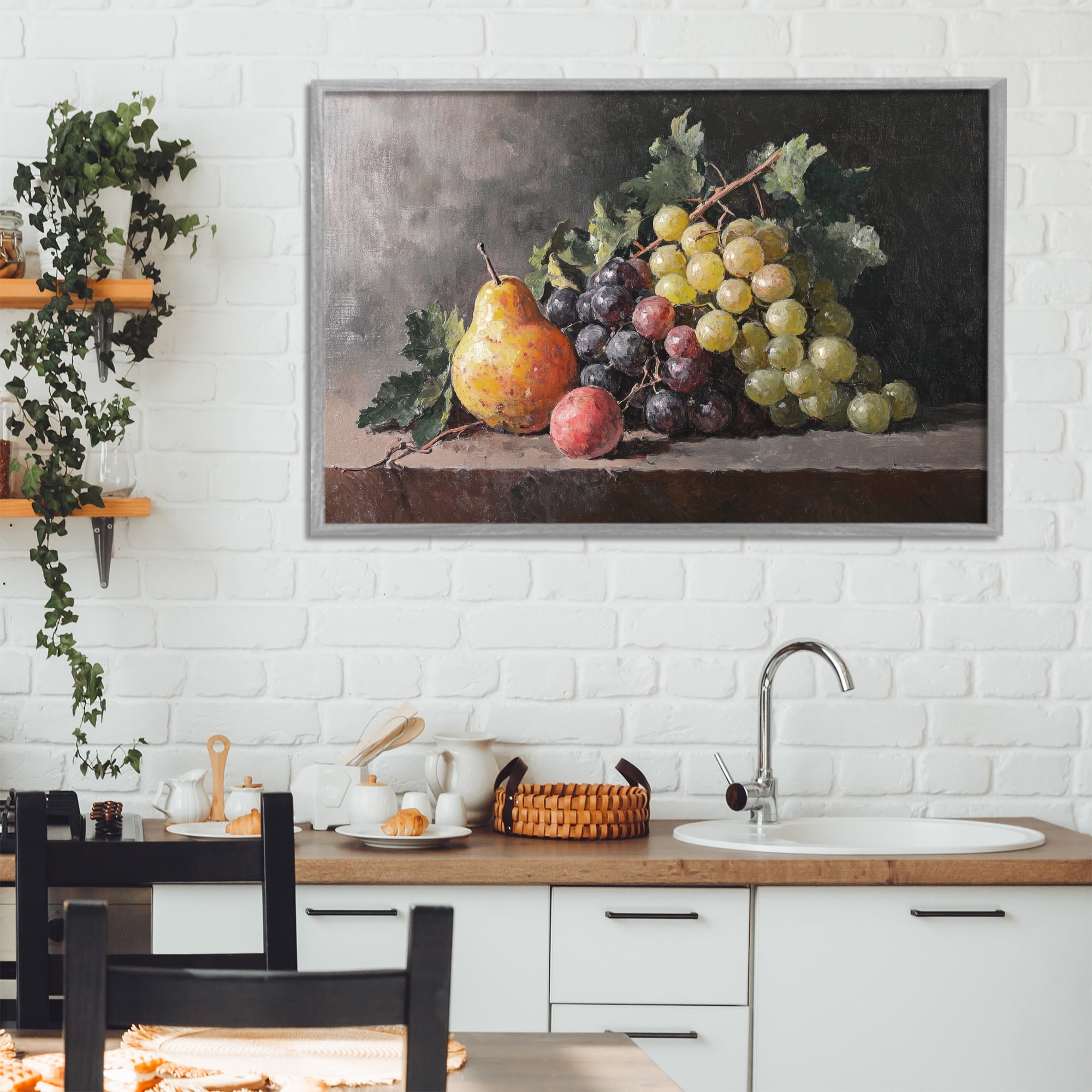 Stupell Industries Bountiful Fruit Classic Still Life Gray Framed Giclee Art, design by Petal Prints Design