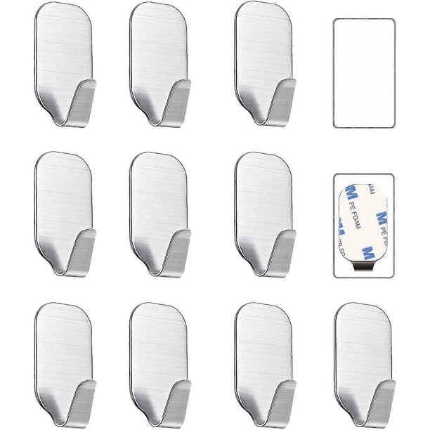 Small Sticky Hooks For Hanging Extra Strong Self Adhesive Hooks Heavy Duty Stick On Hooks For Walls,wall Hangers Without Nails,pack Of 10