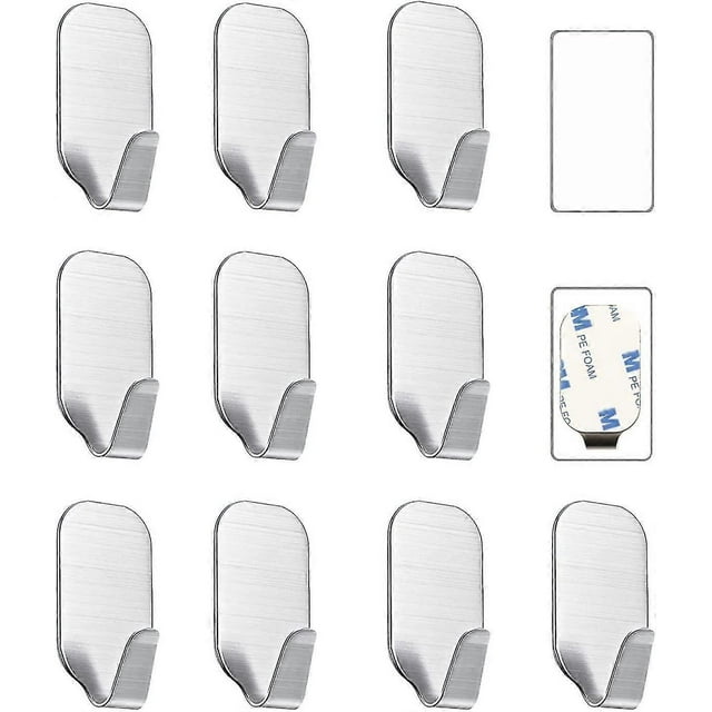 Small Sticky Hooks For Hanging Extra Strong Self Adhesive Hooks Heavy Duty Stick On Hooks For Walls,wall Hangers Without Nails,pack Of 10