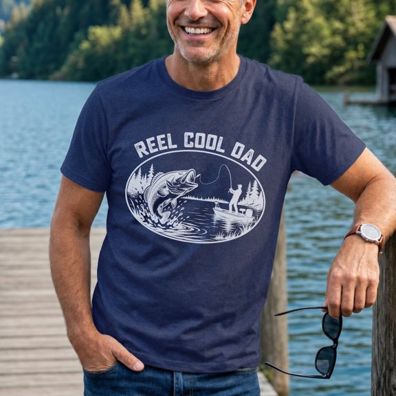 Jollimate Reel Cool Dad T-Shirt, Vintage Fishing Graphic Tee, Funny Fisherman Men's Gift Shirt
