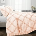 thumbnail image 2 of CCNY 1000 TC 100% Egyptian Cotton Duvet Cover with 2 Matching Pillowcases Oversized Queen Size Diamond Ruffle Pattern, Zipper Closure, Corner Ties (Peach), 2 of 7