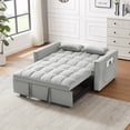 thumbnail image 3 of Modern Futon Sofa Couch with Pull Out Bed, Velvet Fabric Sleeper Fold Reclining Convertible Sofa Bed with Pockets for Living Room, Bedroom, Gray, 3 of 6