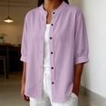 thumbnail image 6 of Womens Button Down Shirts Oxford Short Sleeve Cotton Dress Shirts Collared Button Up Casual Blouses Tops Linen Button Down Shirts Summer Cotton Linen Casual Tops with Pocket, 6 of 9