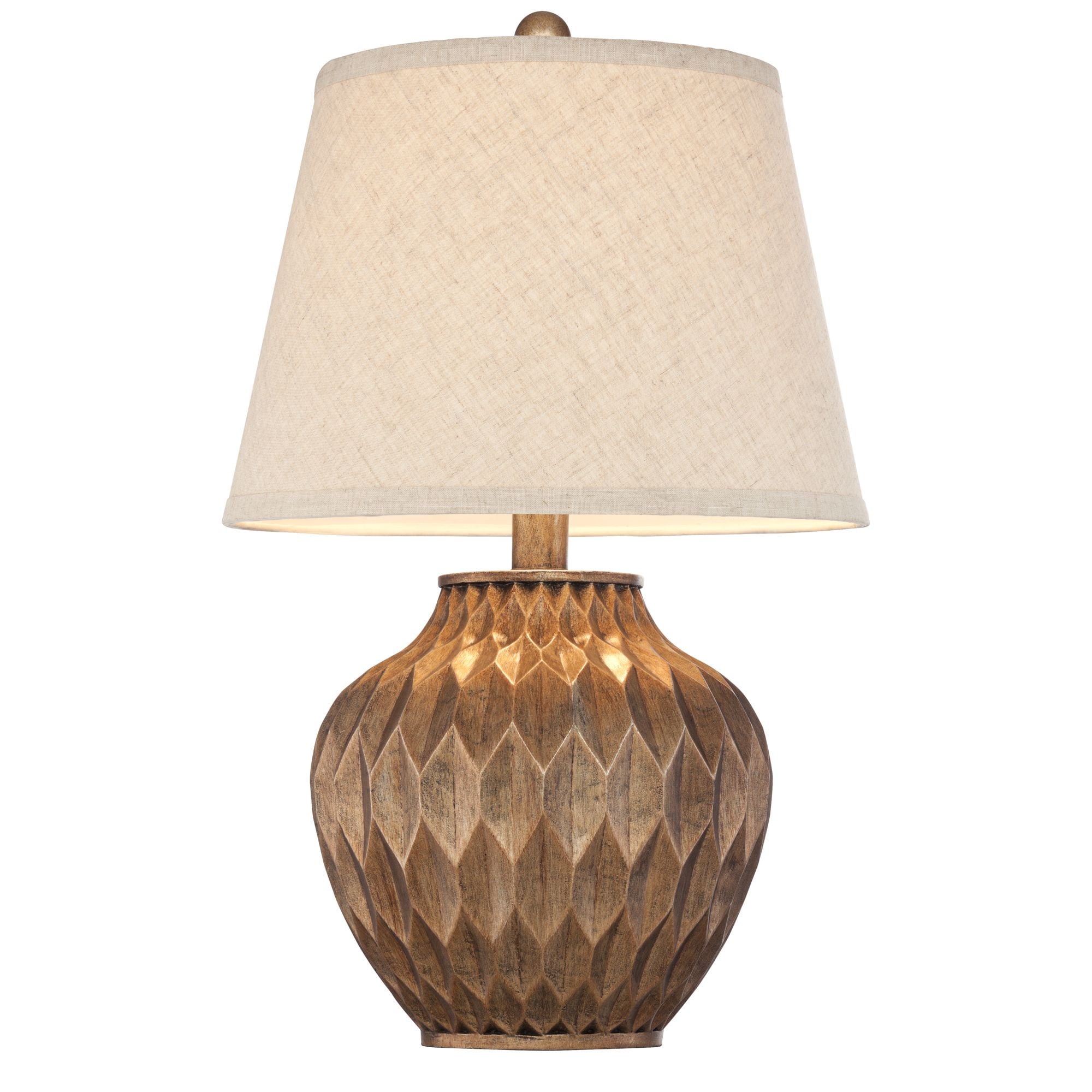 360 Lighting Modern Accent Table Lamps 22" High Set of 2 Warm Bronze Geometric Urn Tapered Drum Shade for Living Room Family Bedroom Office