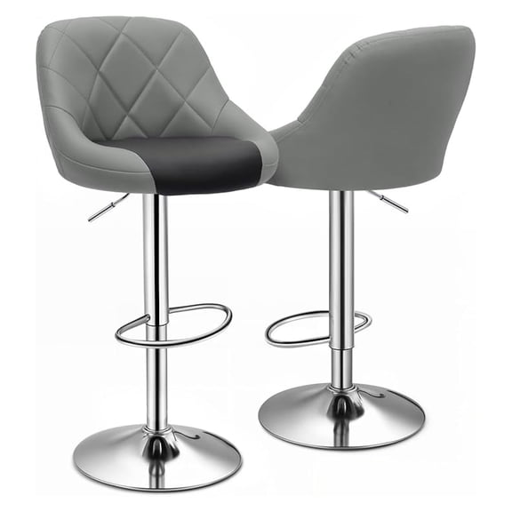 WDZS Bar Stools Set of 2, Swivel Counter Height Bar Stools, Modern Island Chair with Back and Footrest for Kitchen Dining Room, Gray/Black