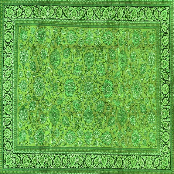 Ahgly Company Indoor Square Persian Green Traditional Area Rugs, 8' Square