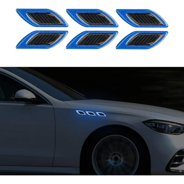 6 pegatinas de rayas reflectantes fuertes para guardabarros de coche, capó, parachoques, visibilidad nocturna, calcomanía reflectante, pegatinas de advertencia de seguridad, grado de fibra d