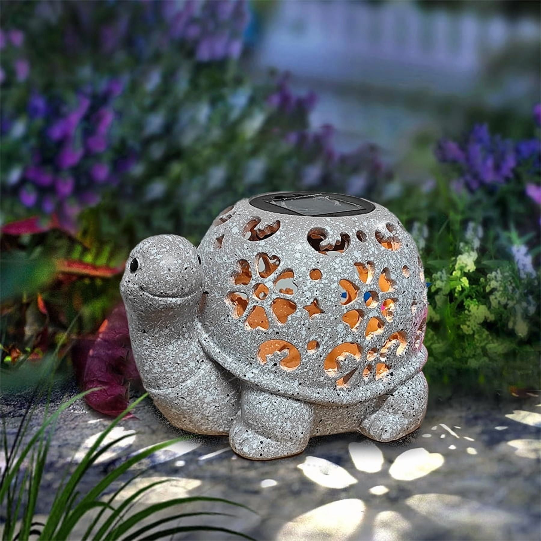 Solar Garden Outdoor Statues Turtle with LED light, Turtle Decor Tortoise Sculpture for Patio, Balcony, Yard Ornaments, Turtle Graden Statue for Outside, Unique Housewarming Gifts, Mom Gifts