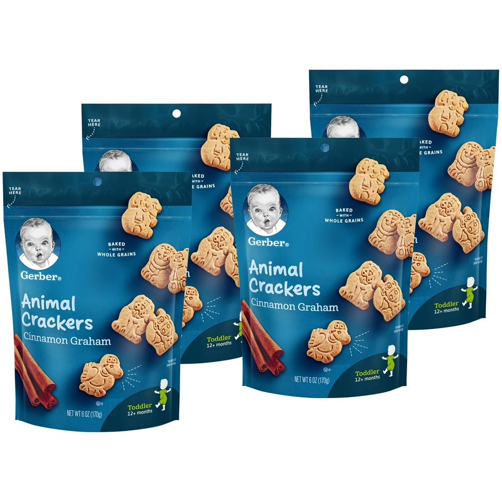 Gerber Animal Crackers Cinnamon Graham Crackers, 6 Oz (Pack of 4
