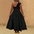 thumbnail image 4 of AURA Plus Size Womens Black One Shoulder Sleeveless Maxi Dress High Waist A Line Slit Backless Elegant Summer, 4 of 5