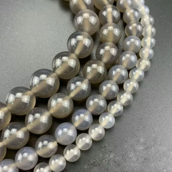 HOOUN Good Natural Stone Agate Strand Loose Beads Jewelry Making DIY 4 6 8 10 12mm-8mm-Gray Agate