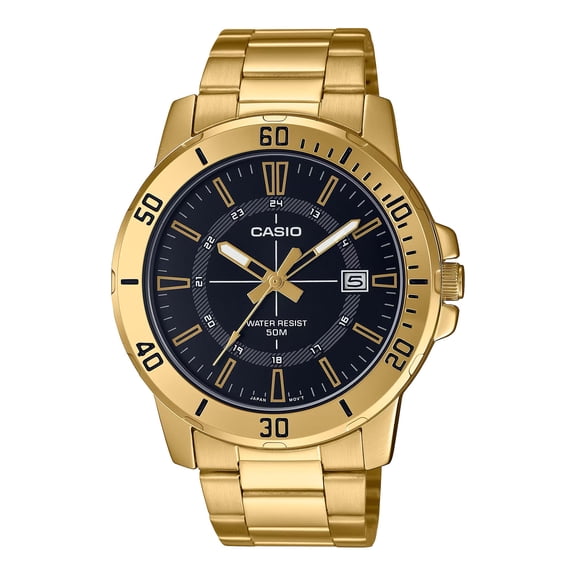 Casio Men’s Black Dial Two-Tone Stainless Steel Bracelet Watch - MTP-VD01G-1CVUDF
