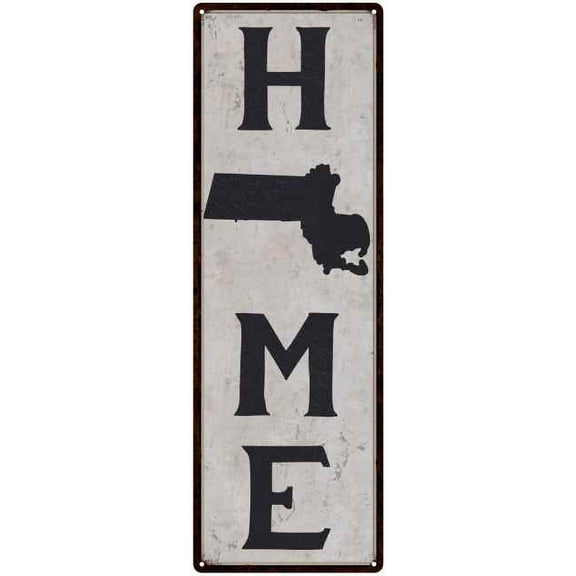 Massachusetts is My Home Vintage Chic Wall Decor 8x24 Metal Sign 108240025020