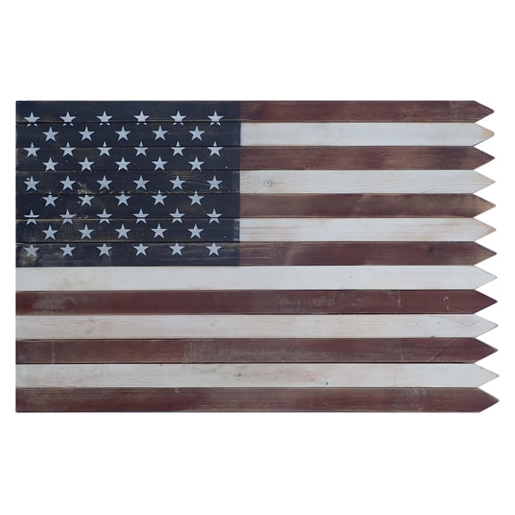 Backyard Expressions Wooden American Flag Sign Wall Décor, (36" x 24") Rustic Farmhouse Decoration, Outdoor/Indoor