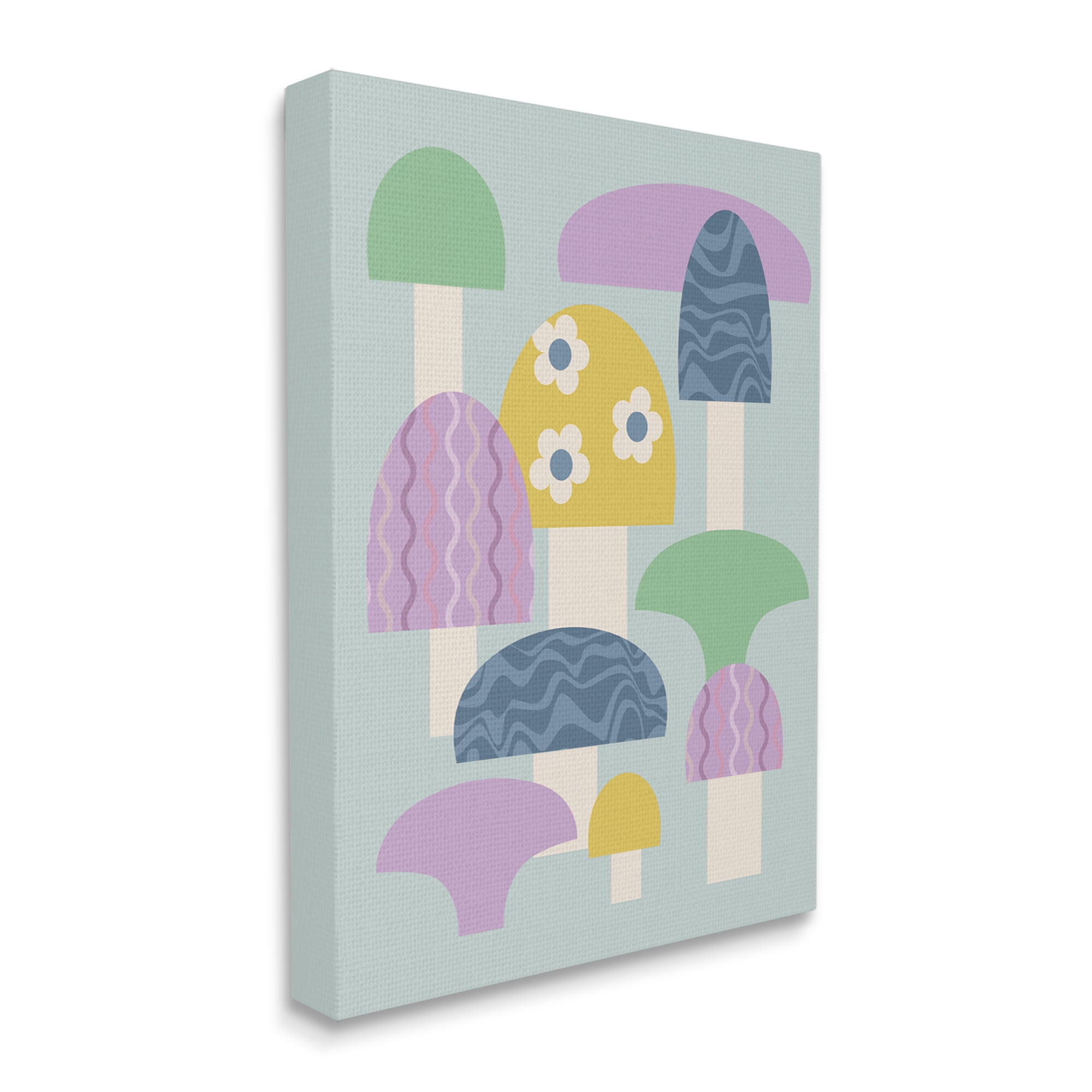 Stupell Industries Pastel Retro Mushrooms Botanical & Floral Painting Gallery Wrapped Canvas Art Print Wall Art, 36 x 48