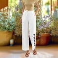 thumbnail image 2 of ROHUUQUE Jogger Pants for Women Cotton Linen Mid Rise Elastic WaistSolid Loose Cropped Trousers with Side Pockets Side Button White, 2 of 8