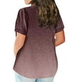 thumbnail image 3 of IYYVV Plus Size T Shirts For Women Short Sleeve Cute Summer Tops Womens Shirts O Neck Tunic Tops Dressy Casual Gradient Graphic Clothes Vintage Fall Fashion 2024 Brown 2XL, 3 of 7