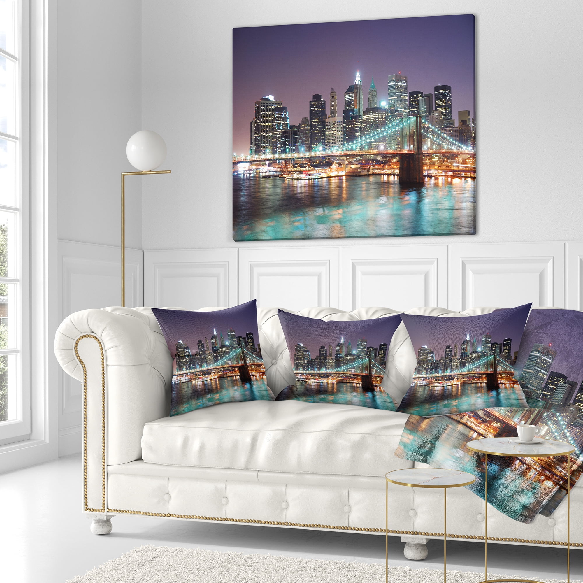Designart New York City Manhattan Skyscrapers - Cityscape Throw Pillow - 18x18