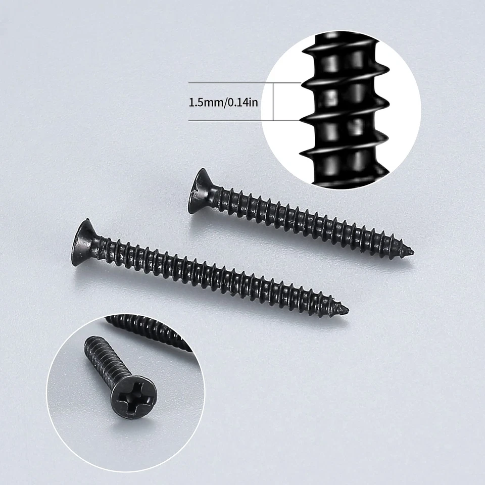 FLINT - 420 Pcs M3 Flat Head Wood Screws Assortment Kit Phillips Drive Countersunk He...