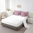 thumbnail image 3 of Erosebridal Burgundy Check Plaid Twin Comforter Set With Sheets 7 Piece White Red Checkerboard Bedding Set,Checkered Grid Bed In A Bag For Kids Teen Adults Aesthetic Geometric Bed Set, 3 of 5
