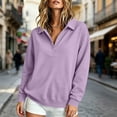 thumbnail image 7 of Half Button Collared Sweatshirt for Women, Long Sleeve Sweatshirts for Women Half Snap Button V Neck Lapel Collared Oversized Tshirts Pullover Top Sweatshirt for Women for Fall Winter Daily Commute, 7 of 7