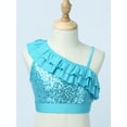 thumbnail image 5 of YONGHS Kids Girls Shiny Sequined Crop Top Jazz Modern Dance Tank Vest Dancewear 6-14 Blue 10, 5 of 7