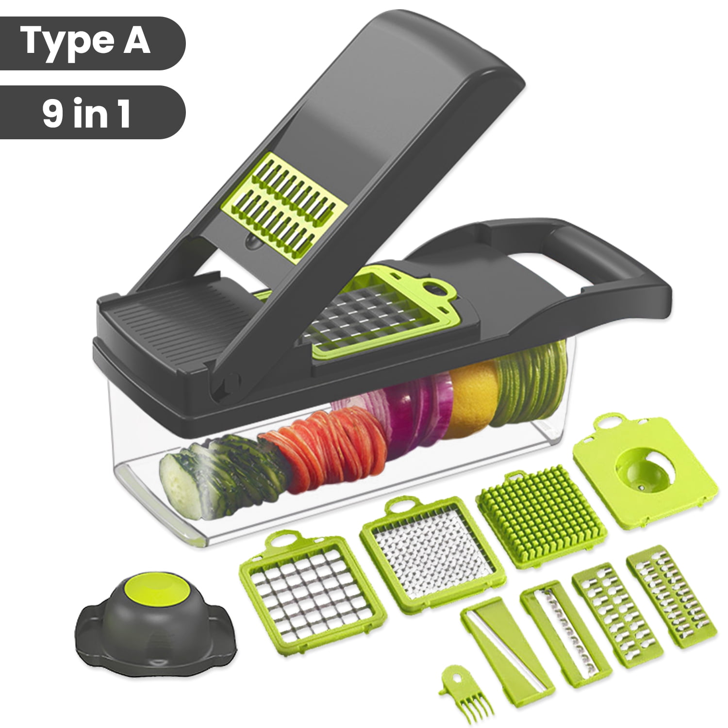 Vegetable Chopper with 8 Blades:Mandoline Slicer Onion Chopper Dicer Egg Separator Slicer Vegetable Chopper Cutter Slicer,Food Chopper Dicer Slicer with Container for Kitchen