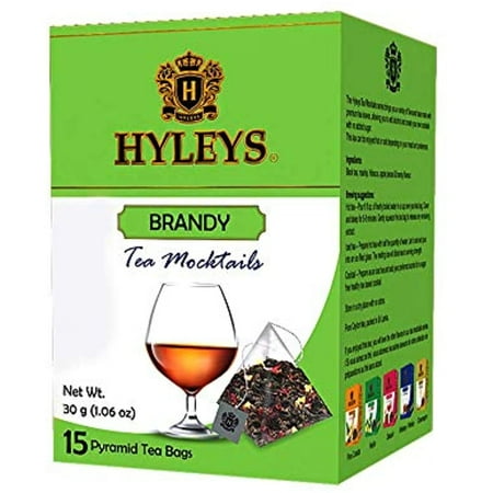 Hyleys Tea Mocktails Black Tea With Brandy - 15 Tea Bags - (100% Natural, Sugar Free, Gluten Free And Non-Gmo)