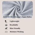 thumbnail image 6 of EA'S SECRET Women's Lightweight 100% Cotton Mid-Length Robe Zip Front Bathrobe 3/4 Sleeve Spa Kimono Robe Bridesmaid Bride Party Robes Sleepwear Bath Robes with Pockets(Gray,XL), 6 of 7