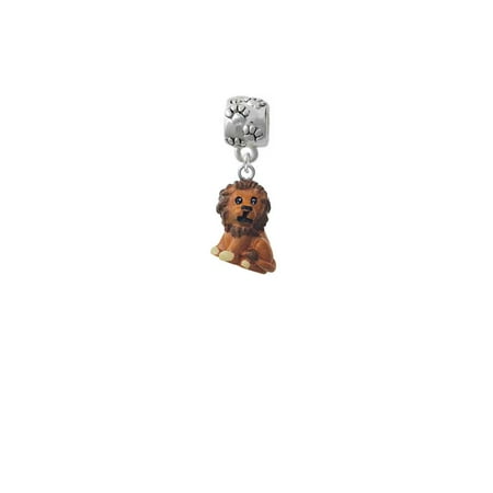 Resin Tan Lion - Paw Print Charm Bead