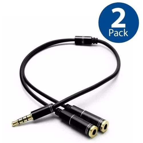 3.5Mm Audio Mic Splitter Y Cable Headphone Adapter 1 Male Jack To 2 Dual Female