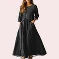 thumbnail image 2 of Dresses for Women 2025 Summer Casual Short Sleeve T Shirts Dress Boho Beach Vacation Solid Color Cute Sundress Black L, 2 of 4