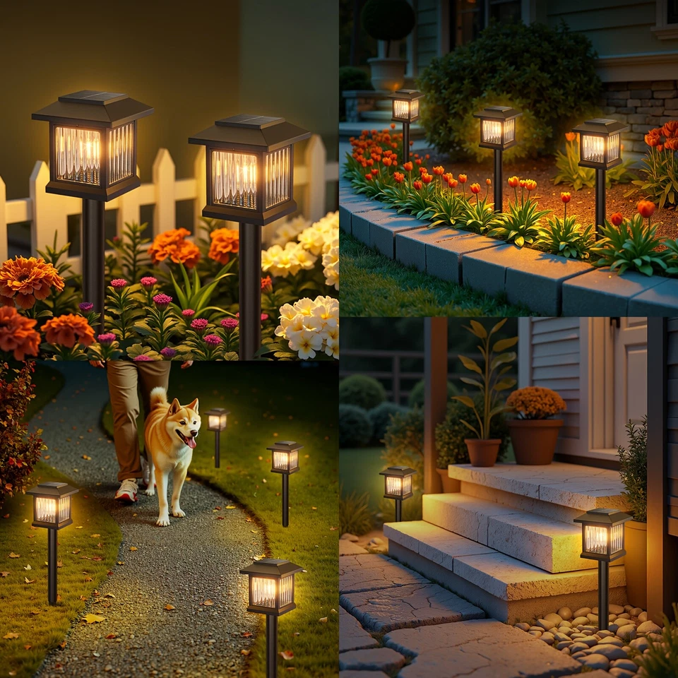 PURELY- 2 Pack Solar Led Lawn Garden Lights White Outdoor Yard Pathway Lighting