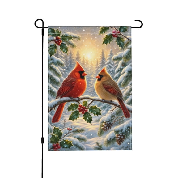Winter Christmas Cardinal Burlap Garden Flag For Outdoor Yard Farmhouse Porch Patio Lawn Decor 12x18 in