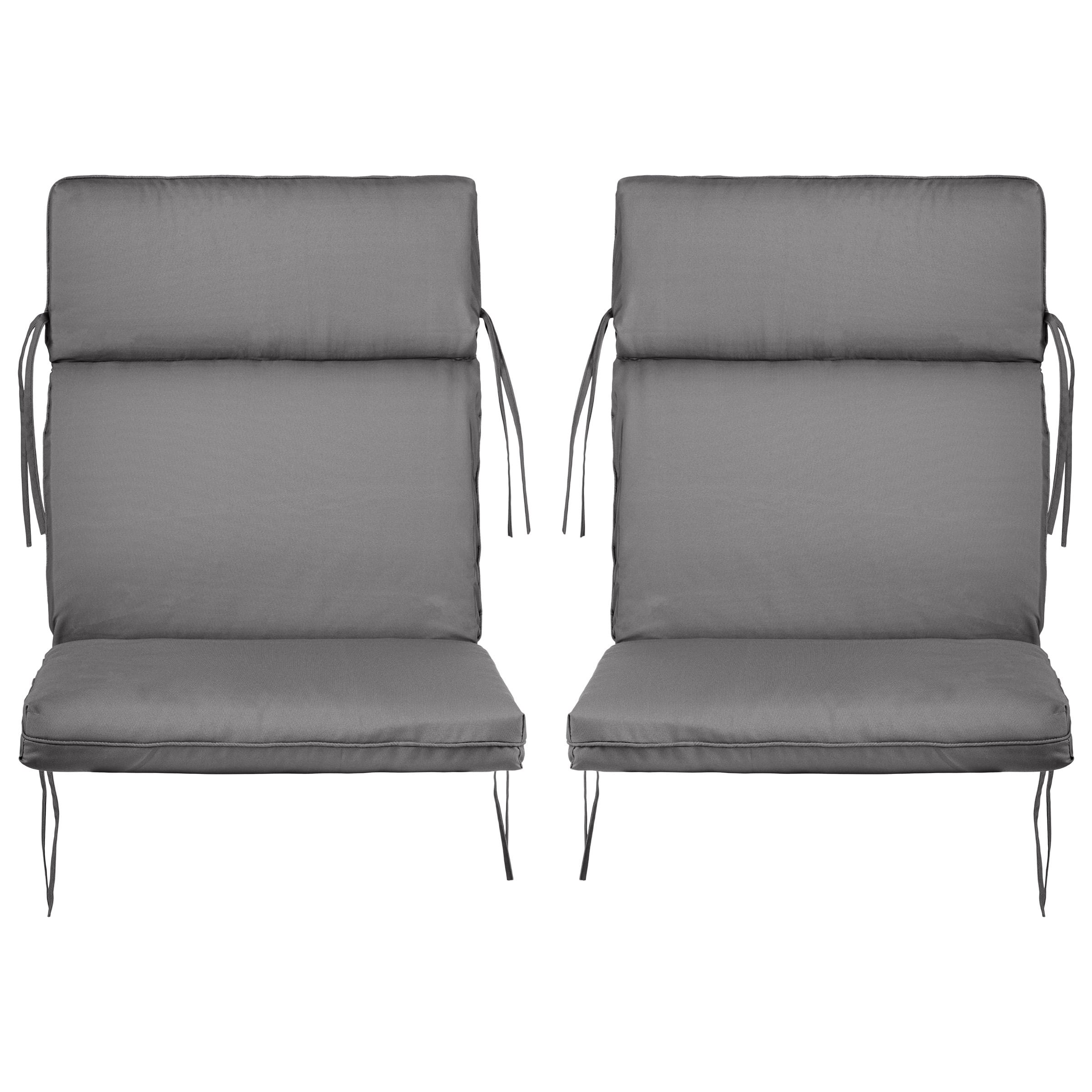 Lavish Home 45x21.5x3in High Back Outdoor Chair Cushion with Ties (Gray)