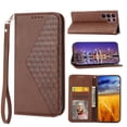 thumbnail image 1 of Tarise for Samsung Galaxy S23 Ultra 5G Flip Cover, Luxury PU Leather Shockproof Folding Kickstand Card Holder Pocket Wallet Wrist Strap Handbag Phone Case for Samsung S23 Ultra 6.8 inch, Brown, 1 of 9