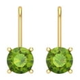 thumbnail image 3 of 14K Solid Gold Lever Back Stud Earrings for Women | 4 cttw Round Cut Natural Peridot | Yellow Gold, 3 of 5