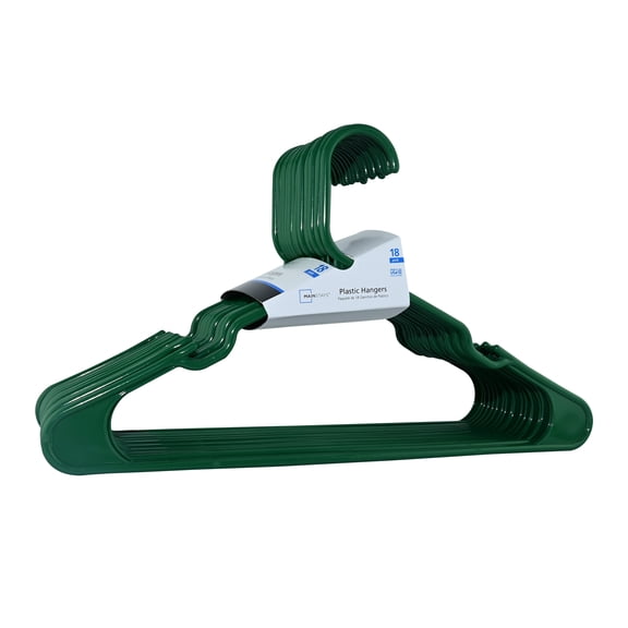 Mainstays Collegiate Clothing Hangers, Carpet Green, 18 Count
