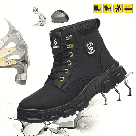 CONIVISON Steel Toe Work Boots for Man & Woman - Kevlar Puncture Proof, Lightweight Breathable Water-Resistant Safety Shoes for Industrial Construction