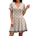 thumbnail image 4 of Casual Dresses for Women Summer Floral Short Sleeve Wrap V Neck A-Line Midi Casual Vacation Dresses 2026, 4 of 5