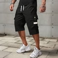 thumbnail image 4 of BUWTTER Mens 3/4 Length Cargo Pants Straight Leg 7 Inch Shorts Drawstring Elastic Waist with Multiple Pockets Black XL, 4 of 5