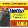 thumbnail image 2 of Hefty Garbage Bags, Value Pack Large 90 Litres Black, EasyFlaps, 110 Bags, 2 of 2