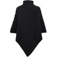 thumbnail image 2 of LinYooLi Women Knitted Shawl Wrap Turtleneck Sweater Poncho Cape with Side Buttons, 2 of 5