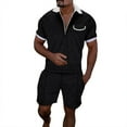 thumbnail image 1 of JHLZHS Fall Clothes for Men Male Casual Striped Gradient Ramp Print Two Piece Suit Zipper Short Sleeve Top Blouse Suit Drawstring Pocket Short Set Gothic Clothes for Men Pants, 1 of 4