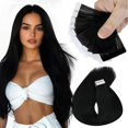 thumbnail image 1 of wqlpp-Tape in Hair Extensions Real Human Hair 10PCS Invisible Hair Extensions Tape in Remy Straight Hair Extensions for Women Jet Black 12inch, 1 of 4