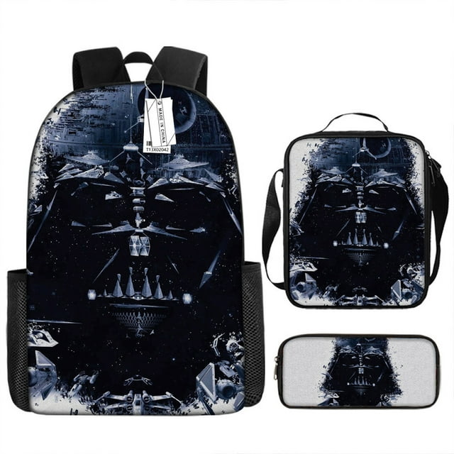 Set de 3 mochilas escolares con dibujos animados para niños con Vader y Skywalker