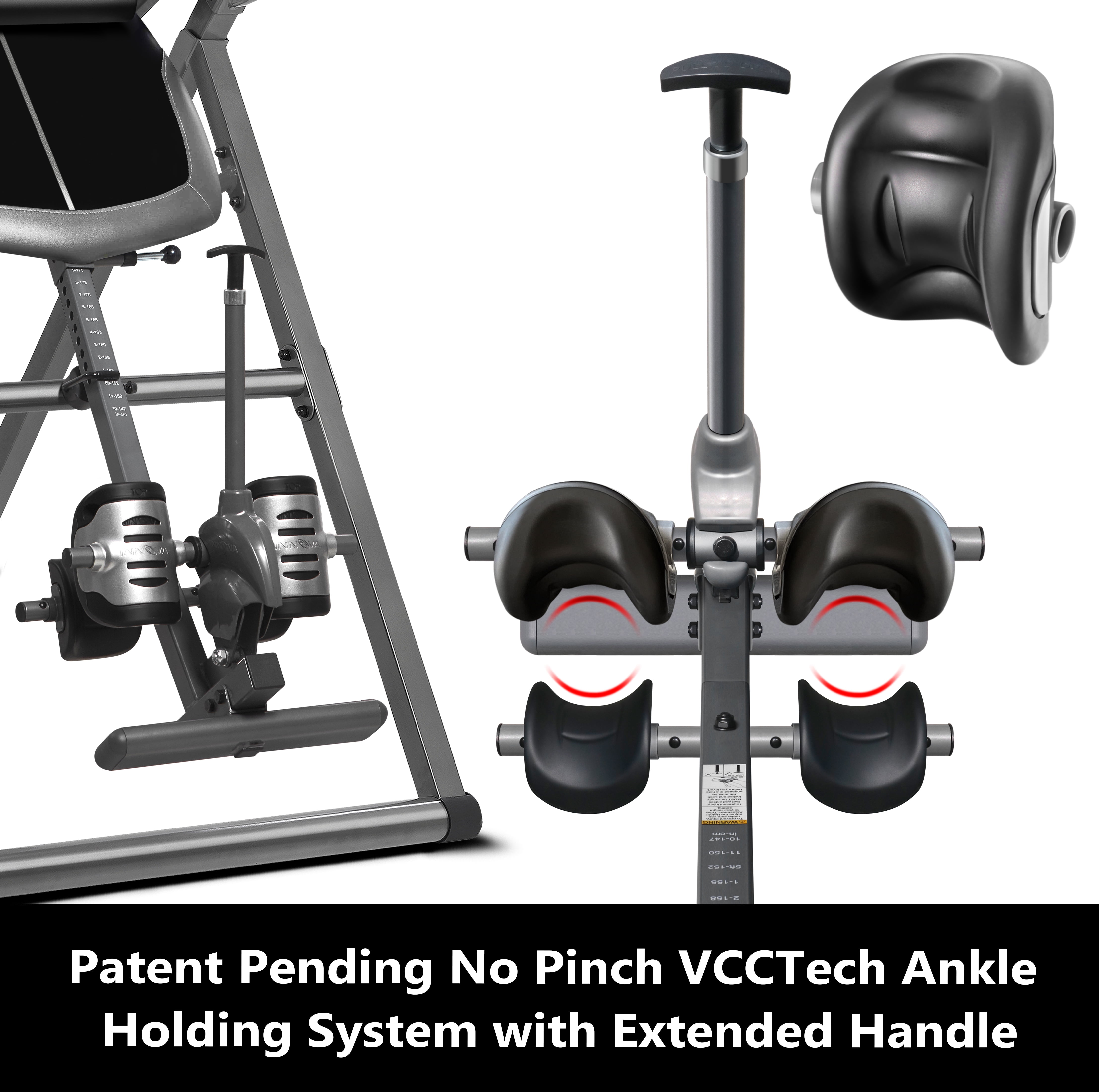 Innova Health and Fitness ITX1200 Inversion Table with Adjustable Stretch Bars Black/Gray