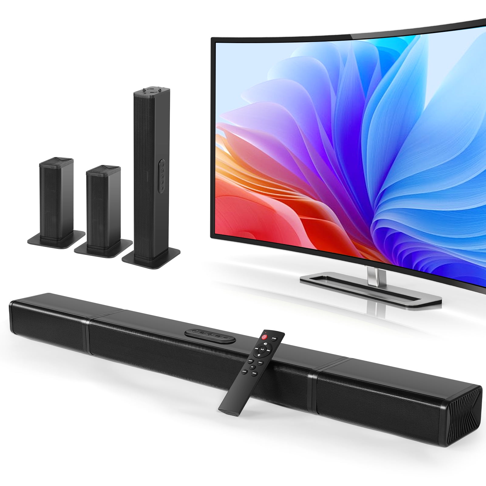 3 in 1 Detachable Sound Bar for TV, 100W Split Soundbars Bluetooth 5.0 Surround Sound System for TV Home Audio 36" Soundbar Speaker, ARC/Optical/AUX Connection & Remote, 6 EQ Modes, Wall Mount